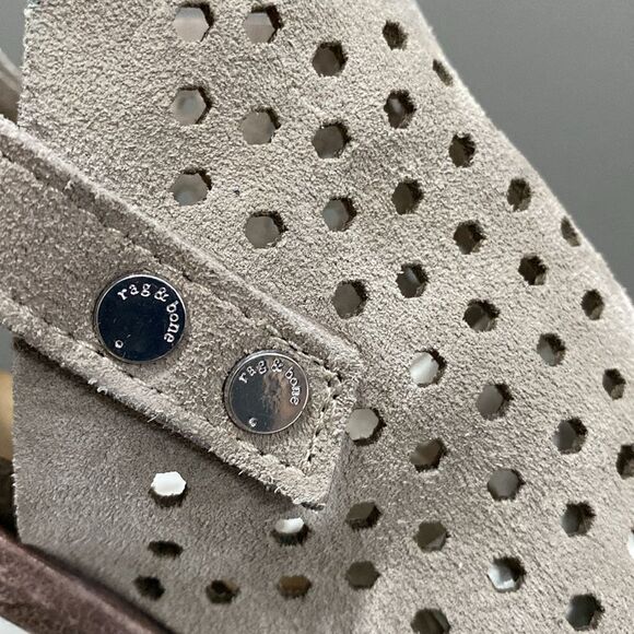 Rag & Bone Wyatt Taupe Perforated Open Toe Booties Size 39 US 9 - Picture 12 of 16